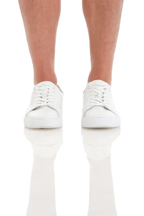 100% Genuine Leather White Casual Lace-Up Shoes