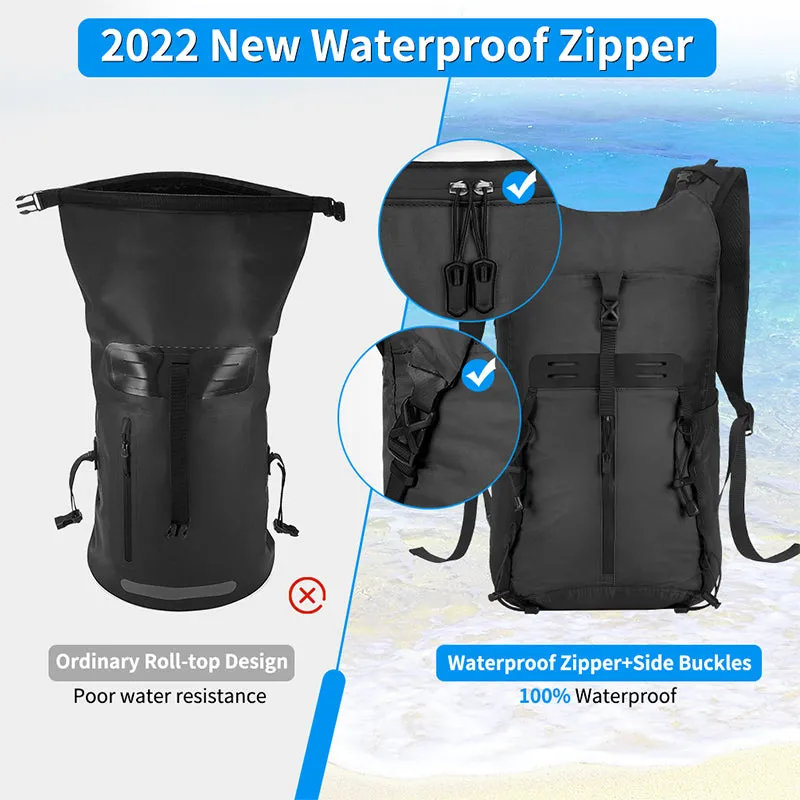 20L Waterproof Roll Top Dry Rucksack with Waterproof Phone Bag