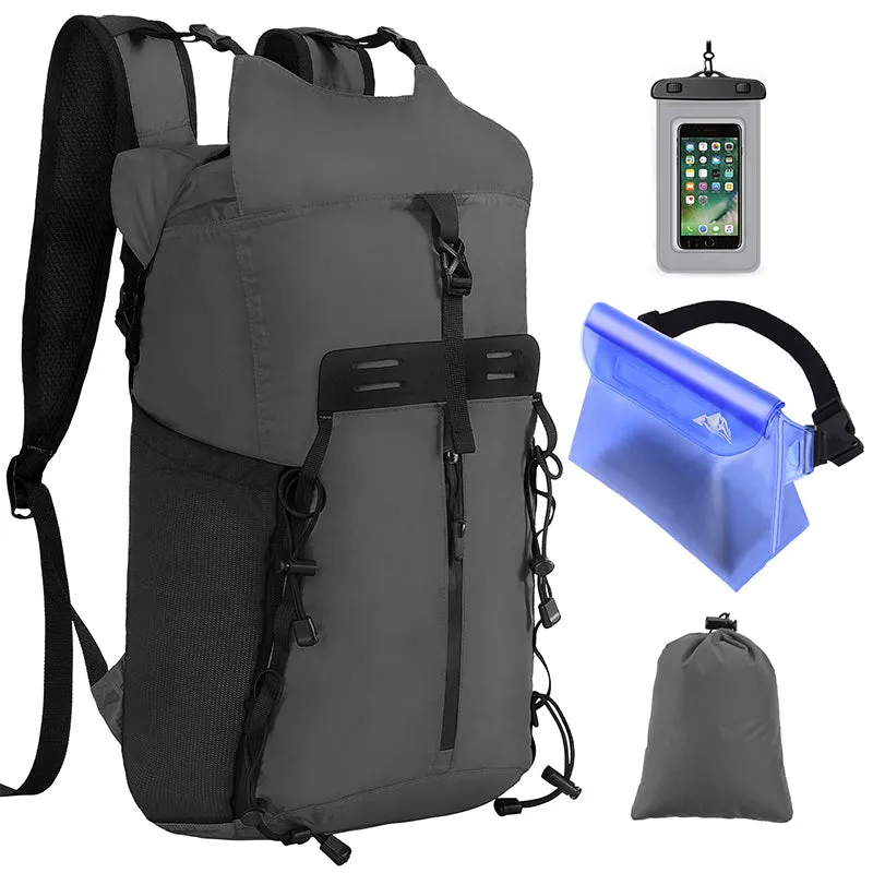 20L Waterproof Roll Top Dry Rucksack with Waterproof Phone Bag