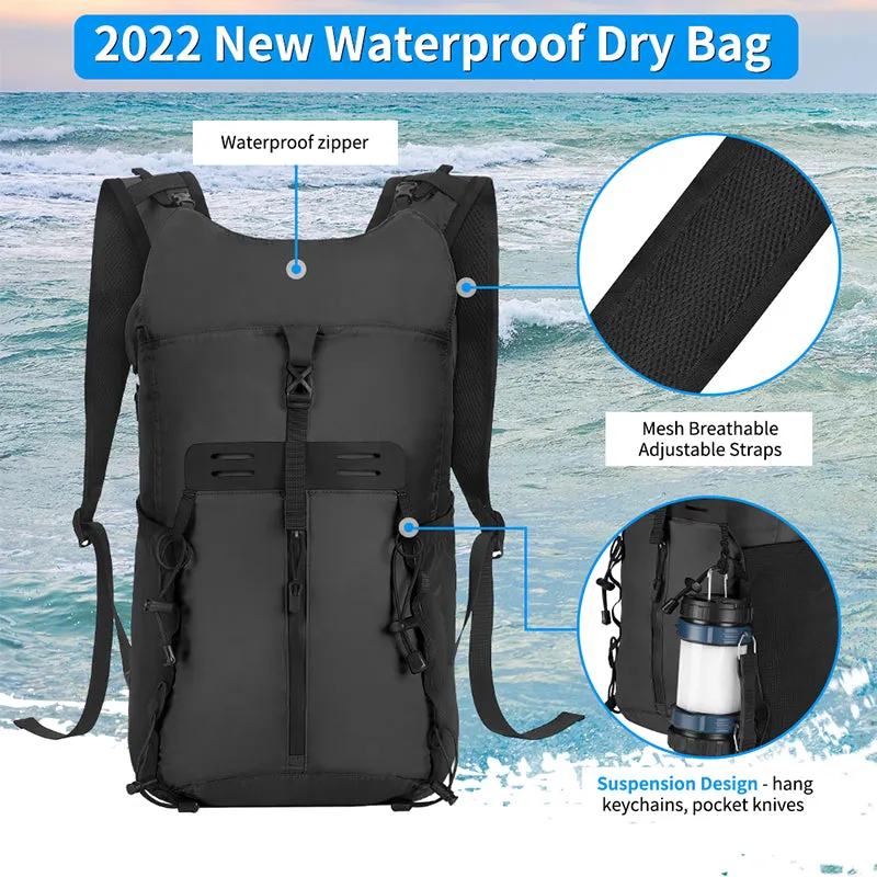 20L Waterproof Roll Top Dry Rucksack with Waterproof Phone Bag