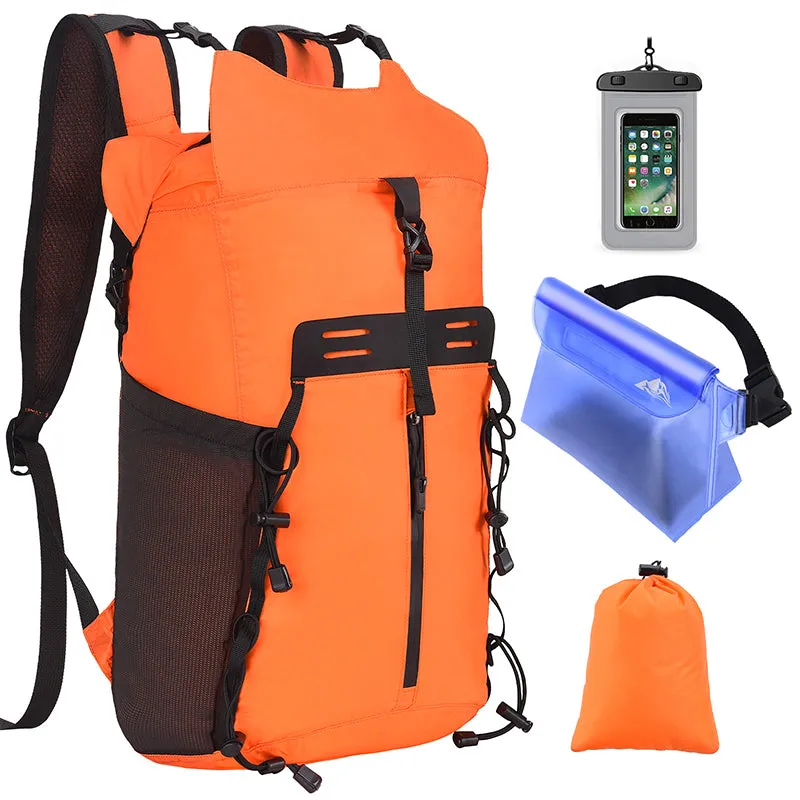 20L Waterproof Roll Top Dry Rucksack with Waterproof Phone Bag