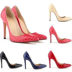 Alligator Pattern Pointed Toe Low Cut Stiletto High Heels