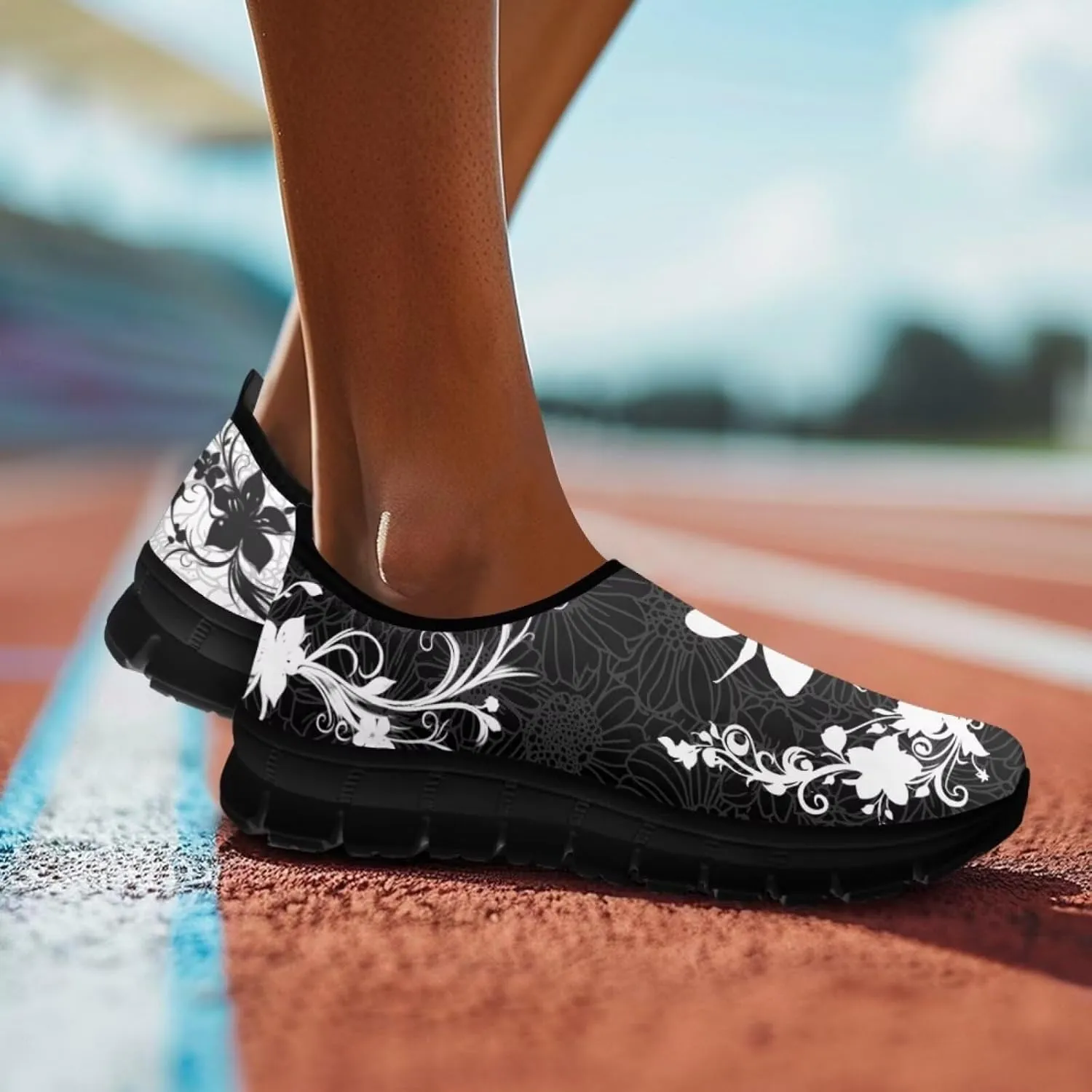 Animals Print Walking Shoes for Women Low Cut Lightweight Breathable Anti Slip Tennis Shoes