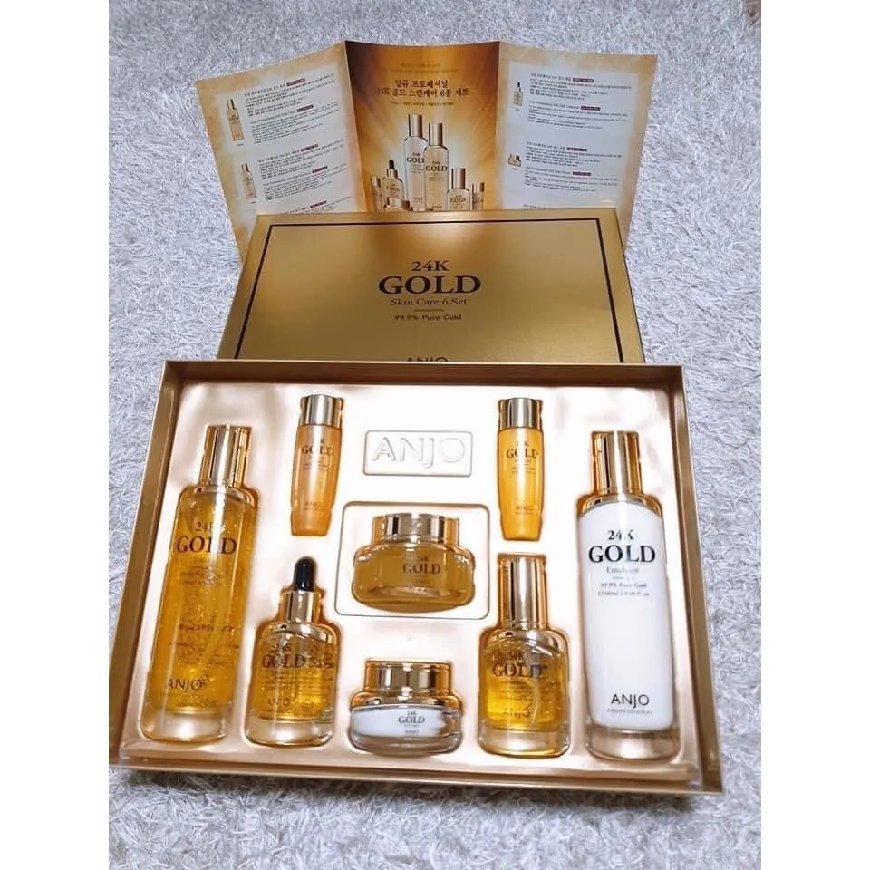 ANJO 24K Gold Skin Care 6 Sets Gifts Korean Womens Anti Aging Wrinkle Cosmetics