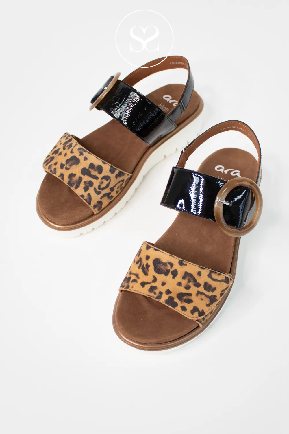ARA 12-33505 BLACK CHUNKY WEDGE SANDALS