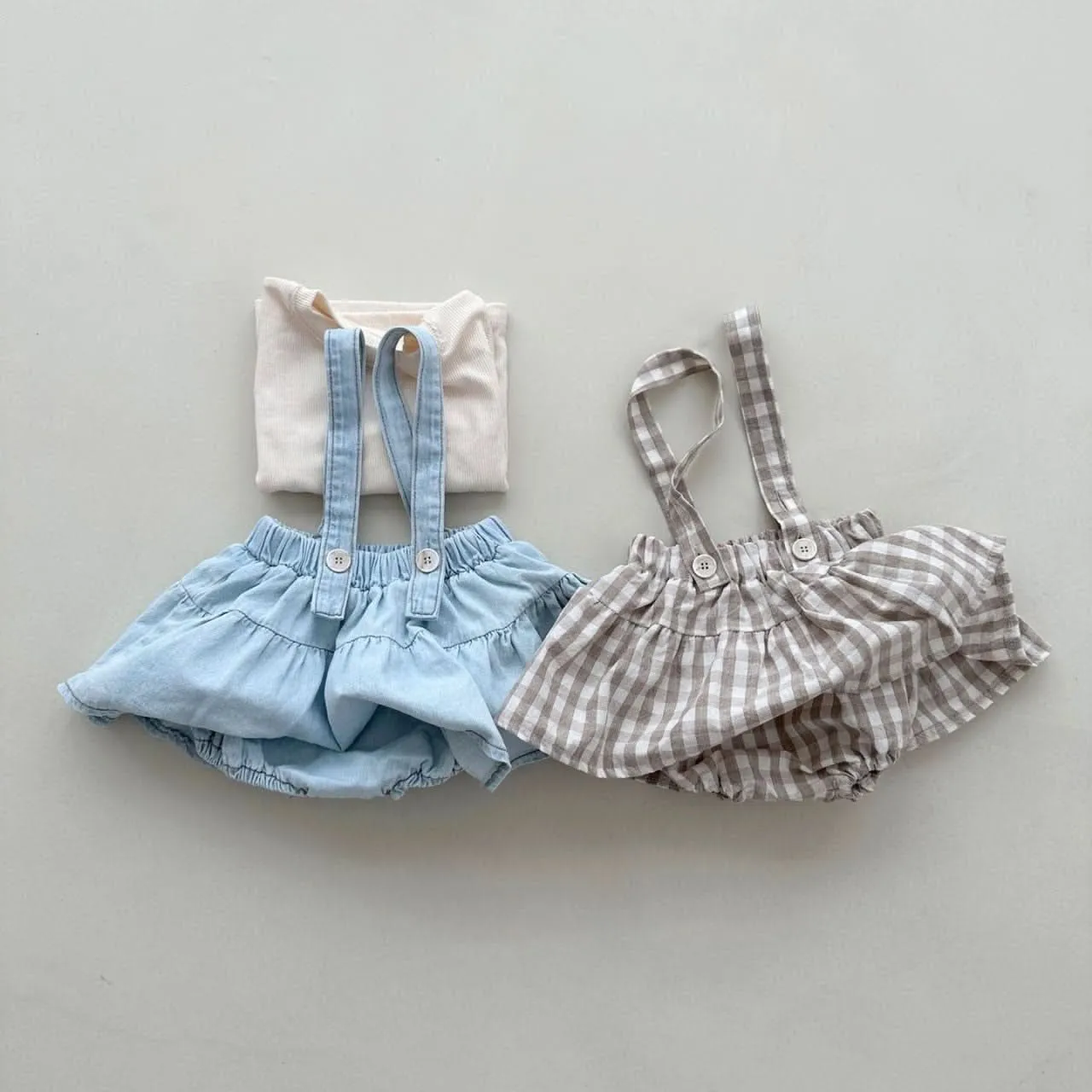 Baby Cotton Tee and Suspender Skirted Bloomer Set (3-18m) - 2 Colors