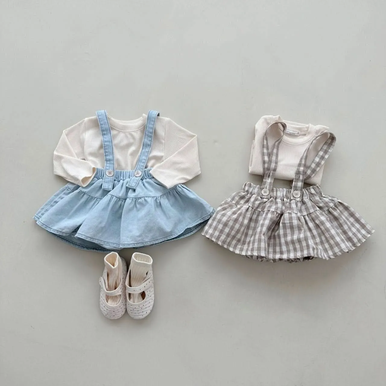 Baby Cotton Tee and Suspender Skirted Bloomer Set (3-18m) - 2 Colors