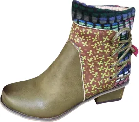 Boots for Women Western Ethnic Zipper Square Heel Ankle Boots for Women Women's Boots Fashion Short Cowboy Boots for Women