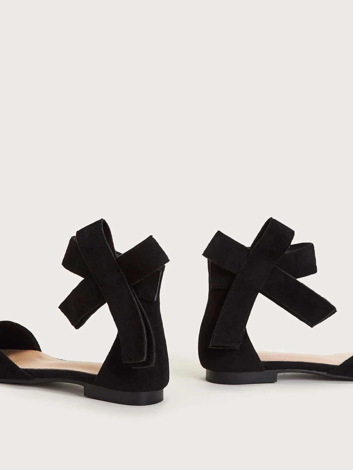 Bow Decor Point Toe Suede Flats