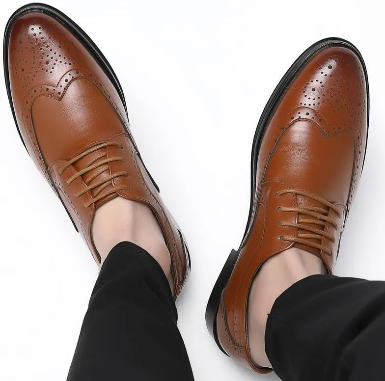 Casual Business Shoes for Men, PU Leather Print Men Dress Shoes, Lace Up Wedding Leather Oxford