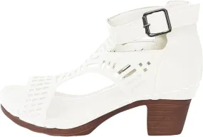 Chunky Heel Sandals for Women Bohemian Cutout Open Toe Summer Block Heeled Party Sandals with Zipper Orthopedic Wedges for Vacation Casual Wear