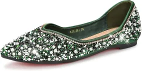 Dressy Flats Shoes for Women Comfortable Wedding Flats Rhinestone Fancy Ballet Flats Pointy Toe Flats