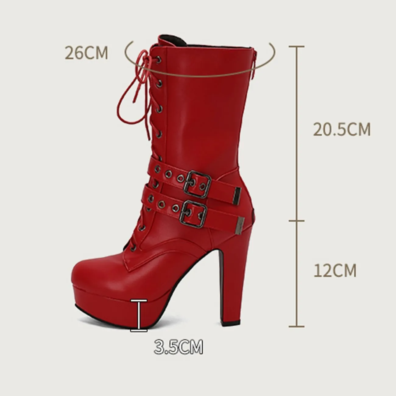 Fashion Womens Chunky High Heels Ankle Boots Lace up Platform Heels Booties