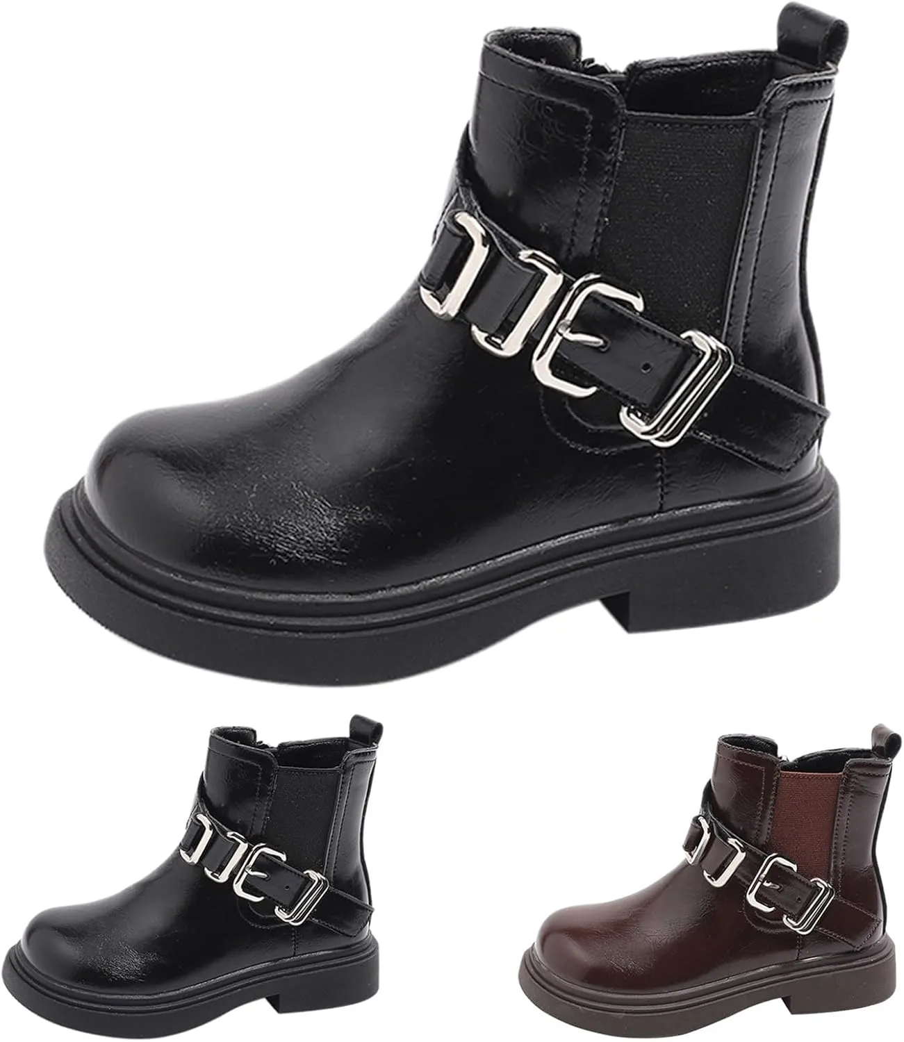Girls Ankle Boots Waterproof Side Zipper Booties for Little Kid Soft Soles Low Heels Boots Autumn Winter Short Boots