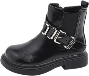 Girls Ankle Boots Waterproof Side Zipper Booties for Little Kid Soft Soles Low Heels Boots Autumn Winter Short Boots