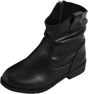 Girls Zip Side Slouchy Boots Western Boots Kids Ankle Boots Girls Low Heel Riding Booties With Toddler Girl Winter