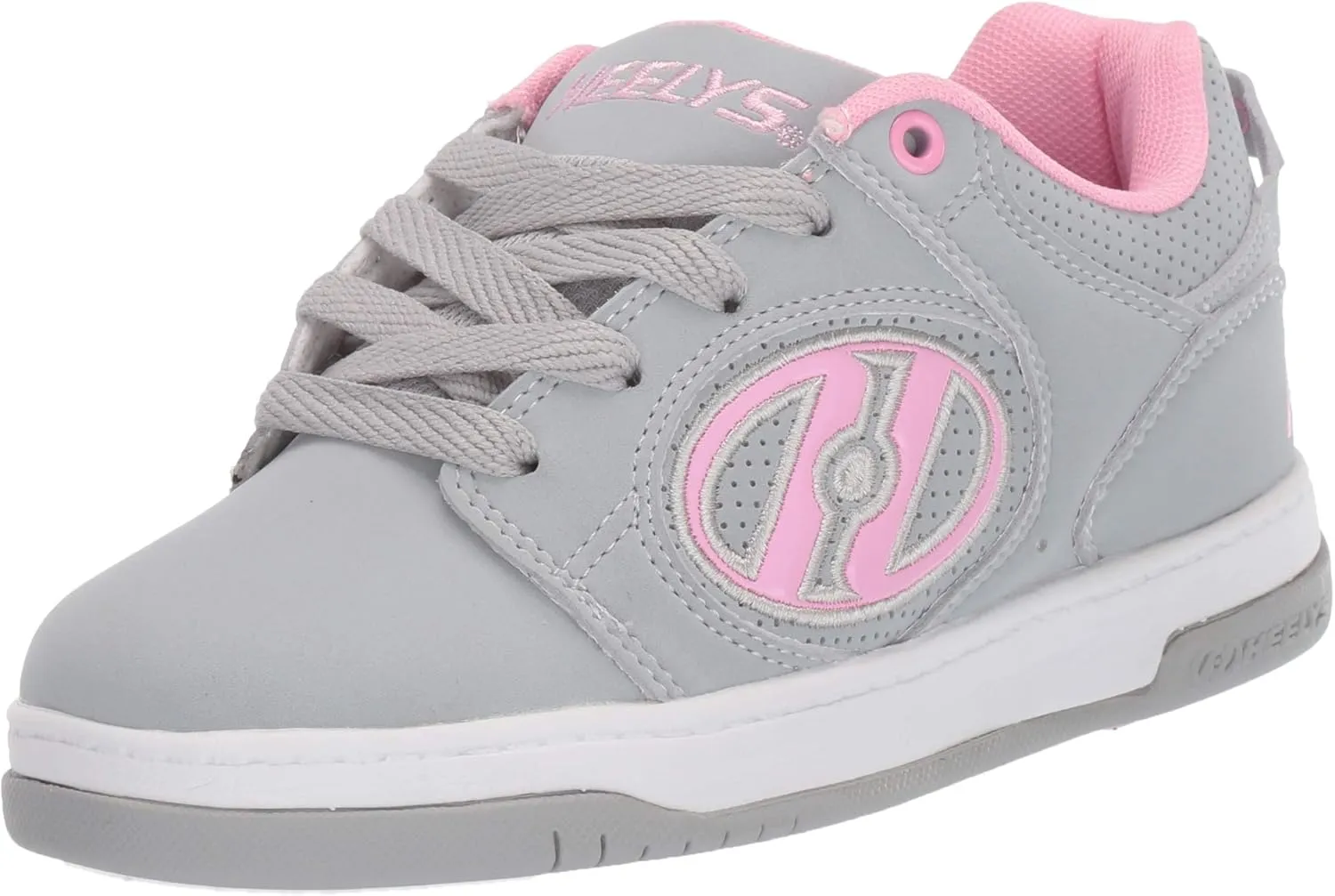 HEELYS Girl's Voyager Tennis Shoe, Grey/Light Pink, 8 Big Kid