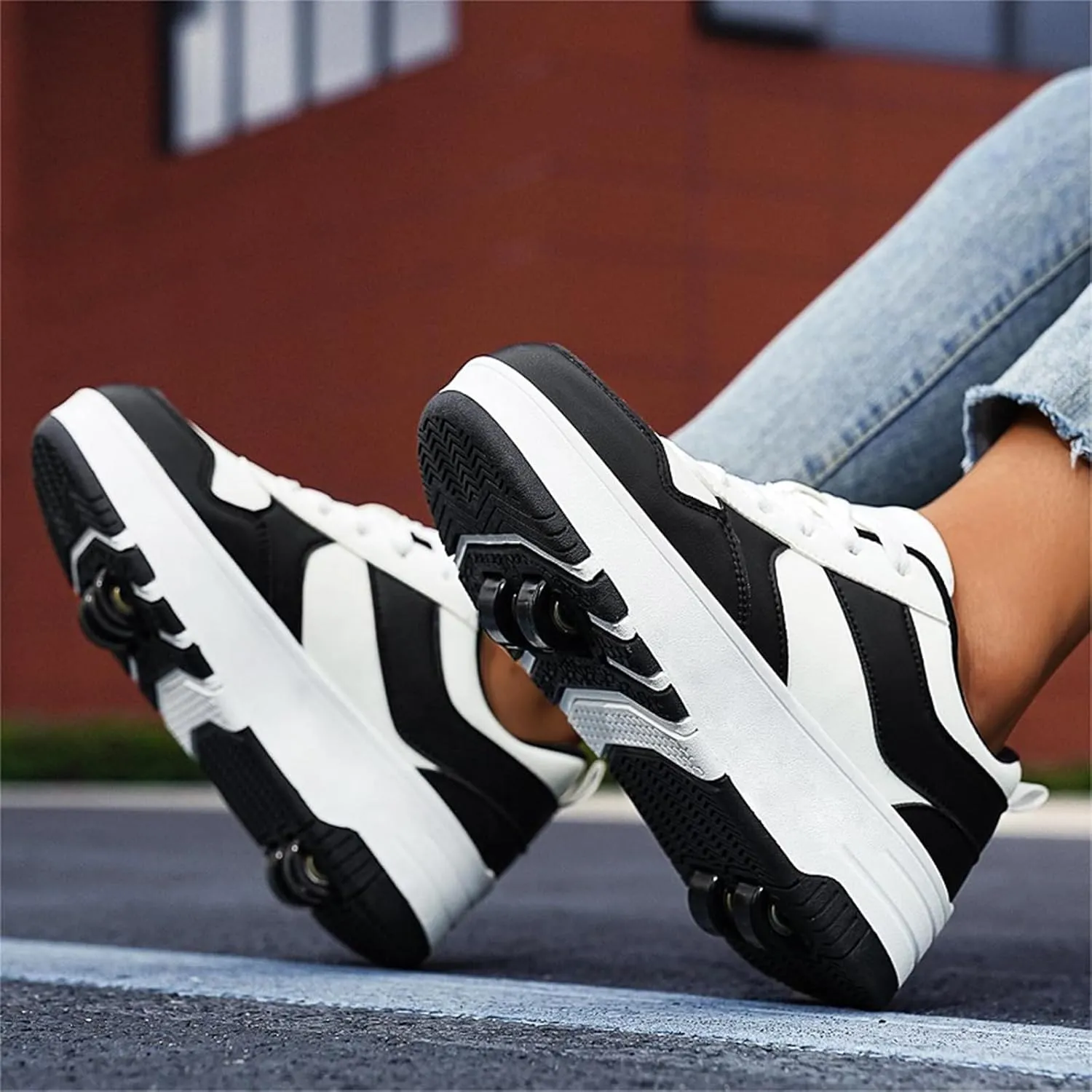 HHSTS Roller Skate Shoes for Kids Boys Girls Upgraded Fashion Sneakers with 4-Wheels for Kids, Versatile Roller Skates Shoes Christmas Birthday Gifts
