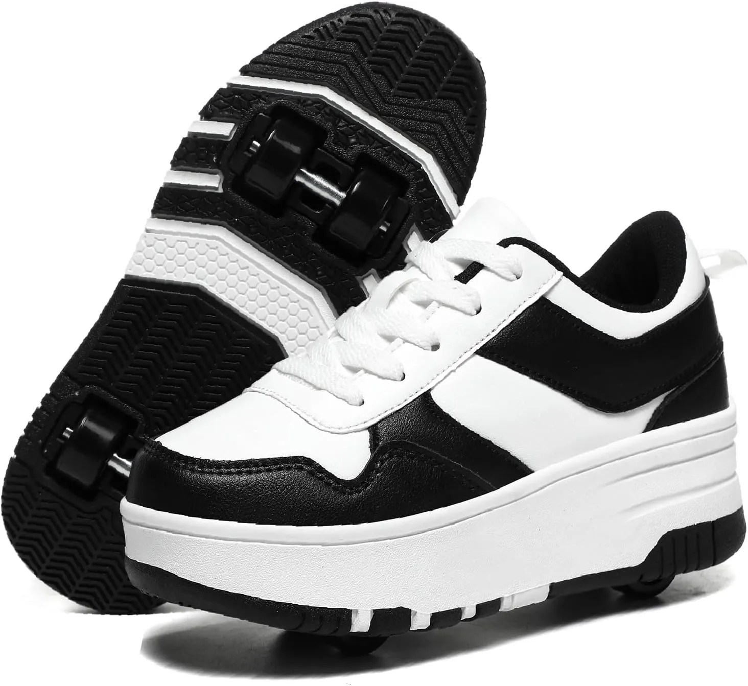 HHSTS Roller Skate Shoes for Kids Boys Girls Upgraded Fashion Sneakers with 4-Wheels for Kids, Versatile Roller Skates Shoes Christmas Birthday Gifts