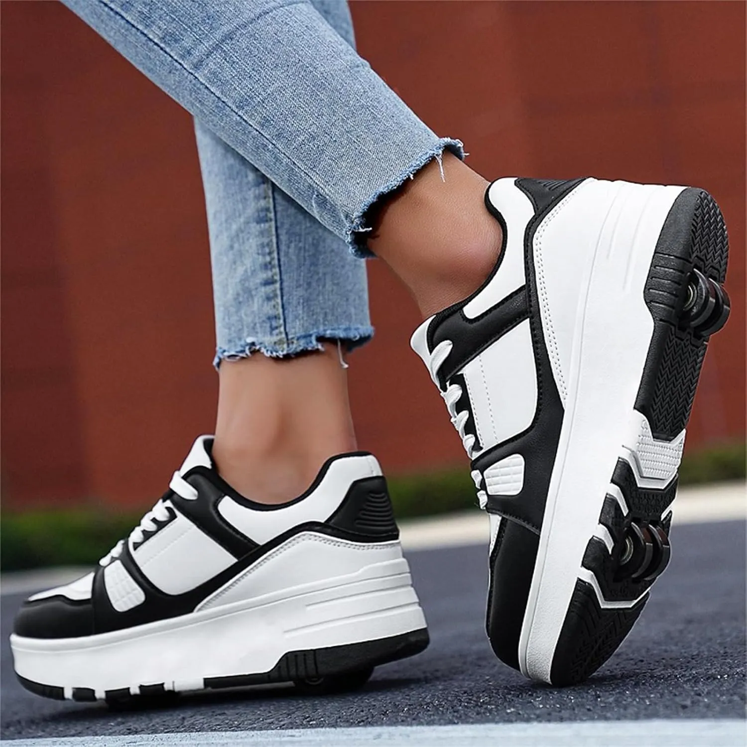HHSTS Roller Skate Shoes for Kids Boys Girls Upgraded Fashion Sneakers with 4-Wheels for Kids, Versatile Roller Skates Shoes Christmas Birthday Gifts