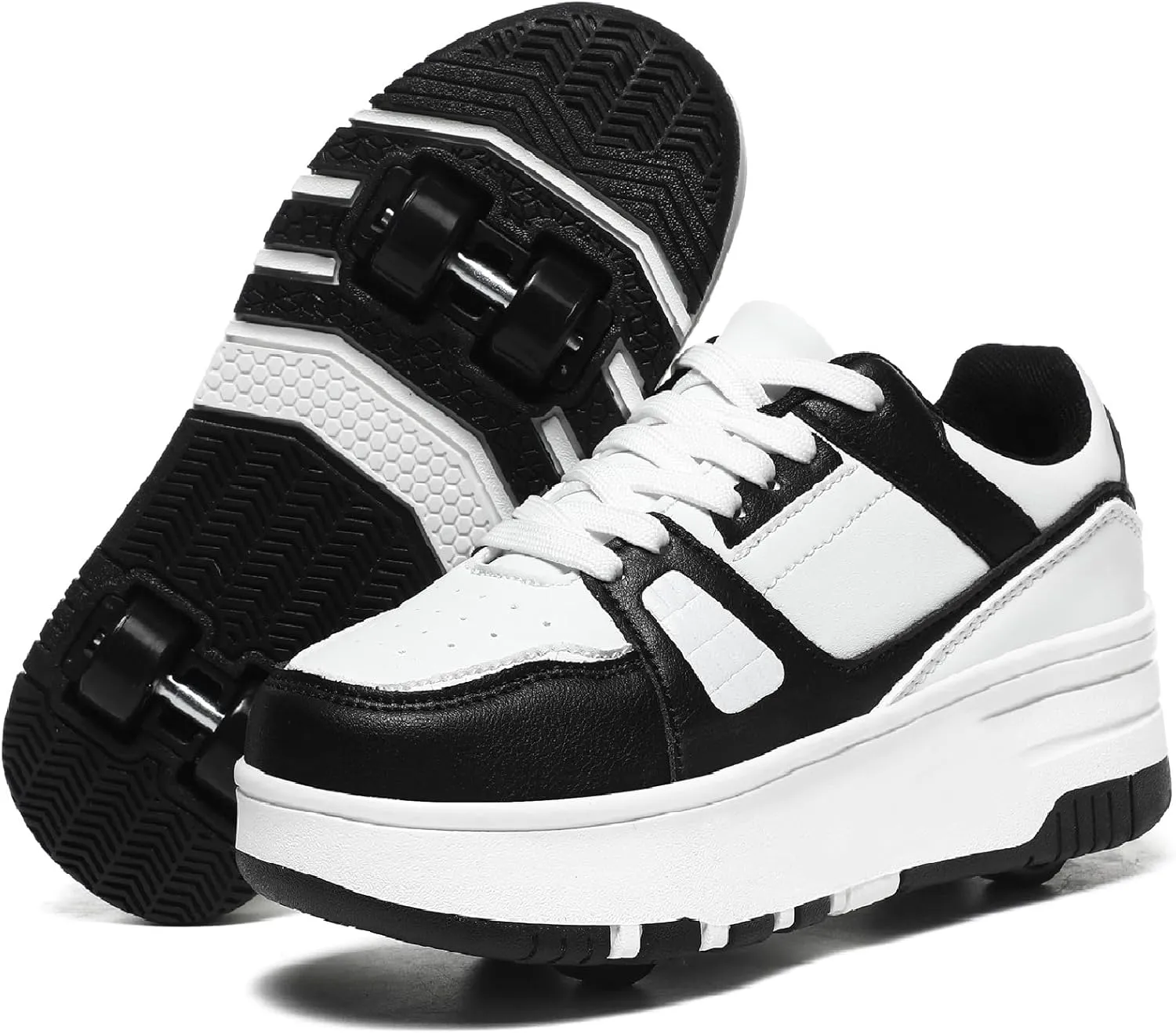 HHSTS Roller Skate Shoes for Kids Boys Girls Upgraded Fashion Sneakers with 4-Wheels for Kids, Versatile Roller Skates Shoes Christmas Birthday Gifts