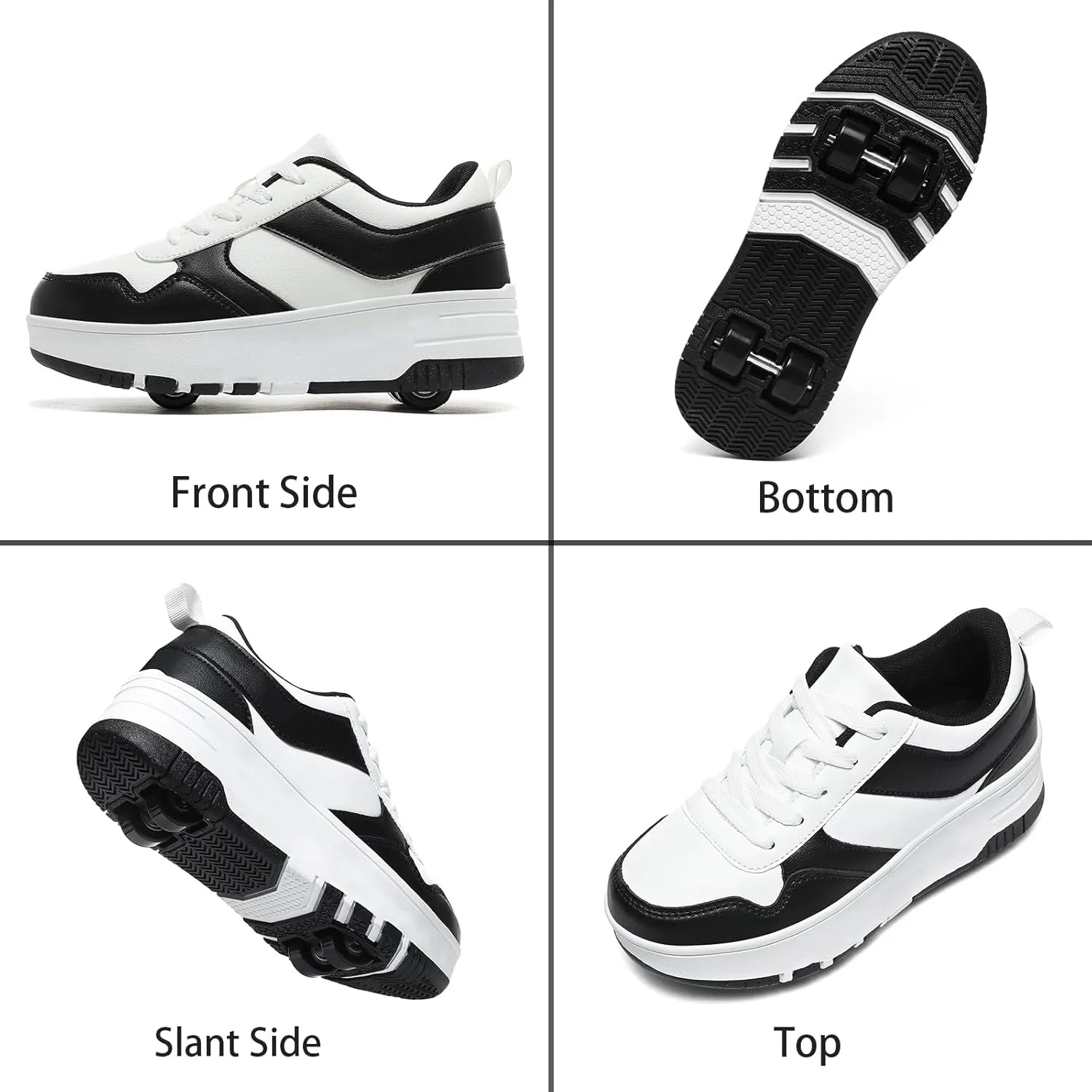 HHSTS Roller Skate Shoes for Kids Boys Girls Upgraded Fashion Sneakers with 4-Wheels for Kids, Versatile Roller Skates Shoes Christmas Birthday Gifts