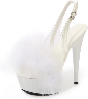 high heels Ankle Strap Fluffy Platform Heels for Women Sexy Sandals High- heeled Shoes Women Stiletto Durable Dress Sandals