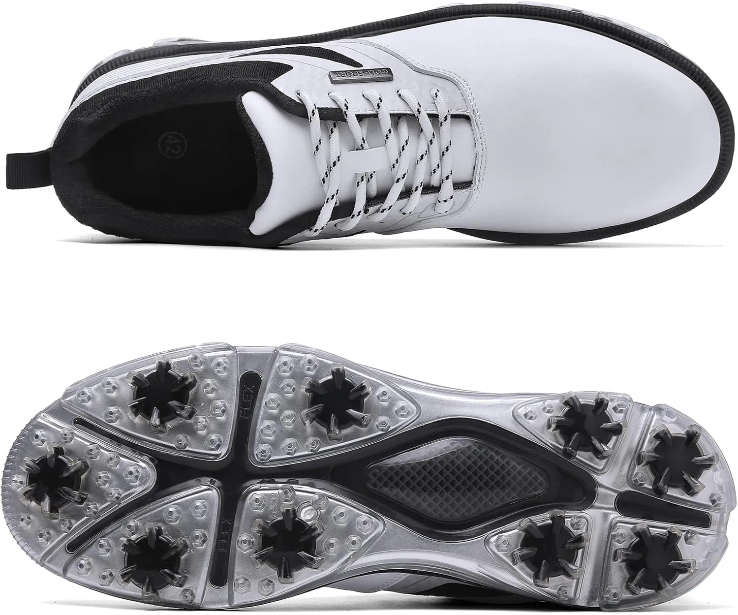 JiuQing Men's Golf Shoes Waterproof Spikeless Leather Golfing Trainers Anti Slip Breathable