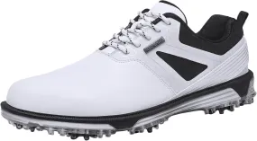 JiuQing Men's Golf Shoes Waterproof Spikeless Leather Golfing Trainers Anti Slip Breathable