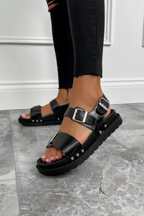 KIKO Sling Back Centurion Sandals - Black Croc