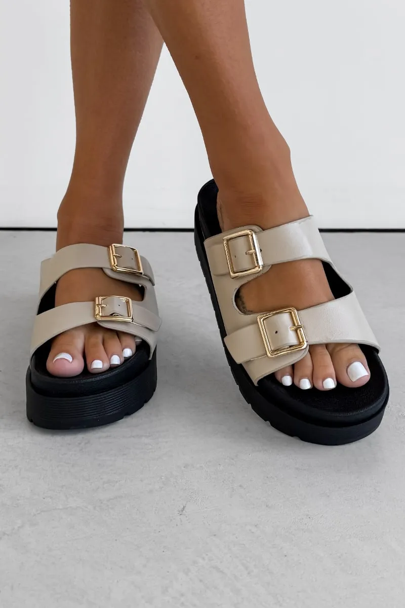 KORA Chunky Buckle Sandals - Beige