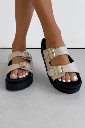 KORA Chunky Buckle Sandals - Beige