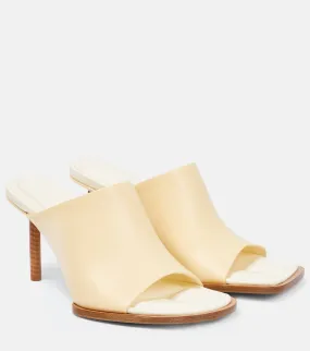 Leather mules Les Mules Carrés Ronds Jacquemus, white