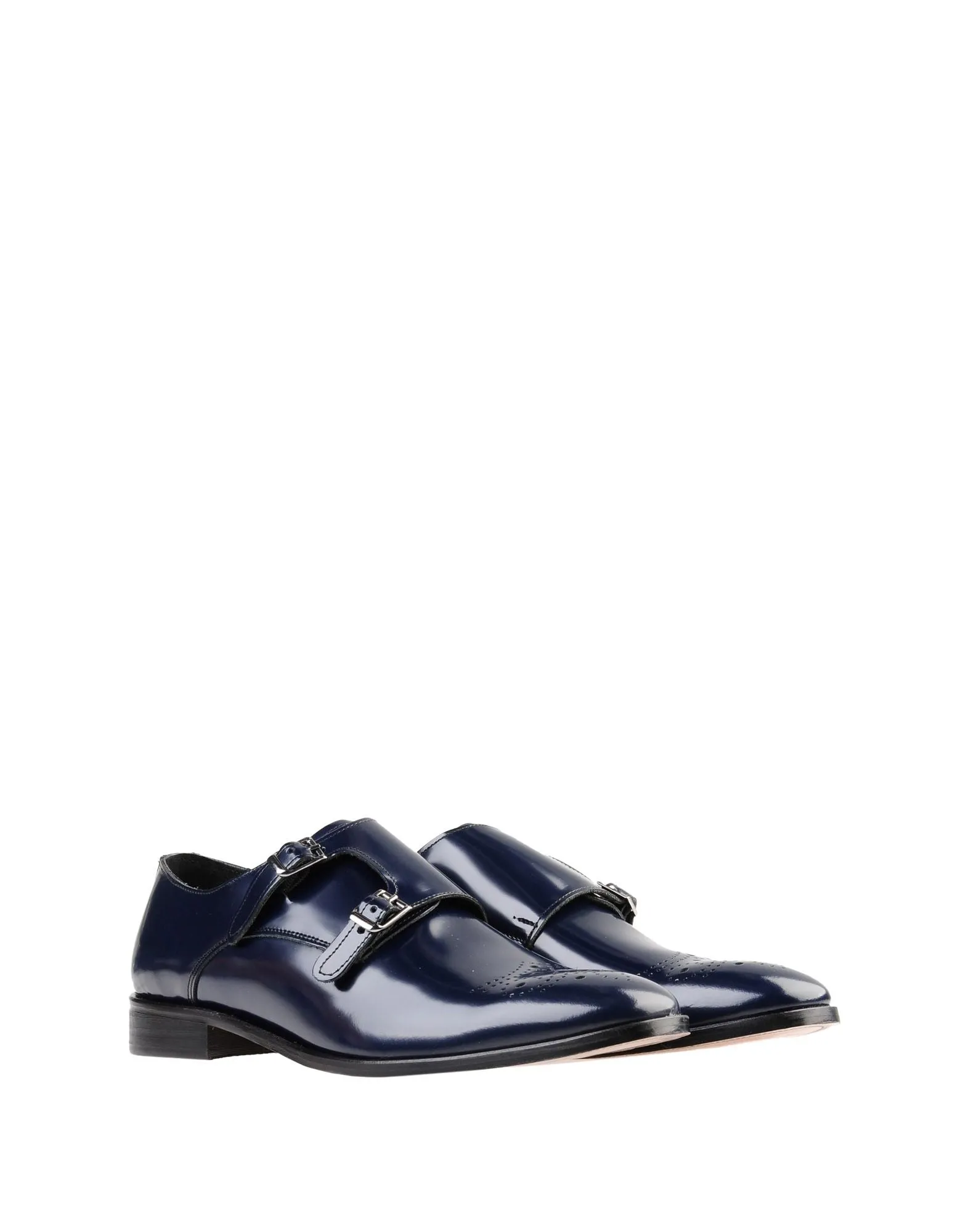 Men’s Blue Shoes Slip On Double Monk Strap Buckle Made in Italy