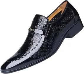 Men's Classic Leather Dress Shoes Shiny Patent Leather Lightweight Non-Slip Softsole Walking Business Oxford Shoes