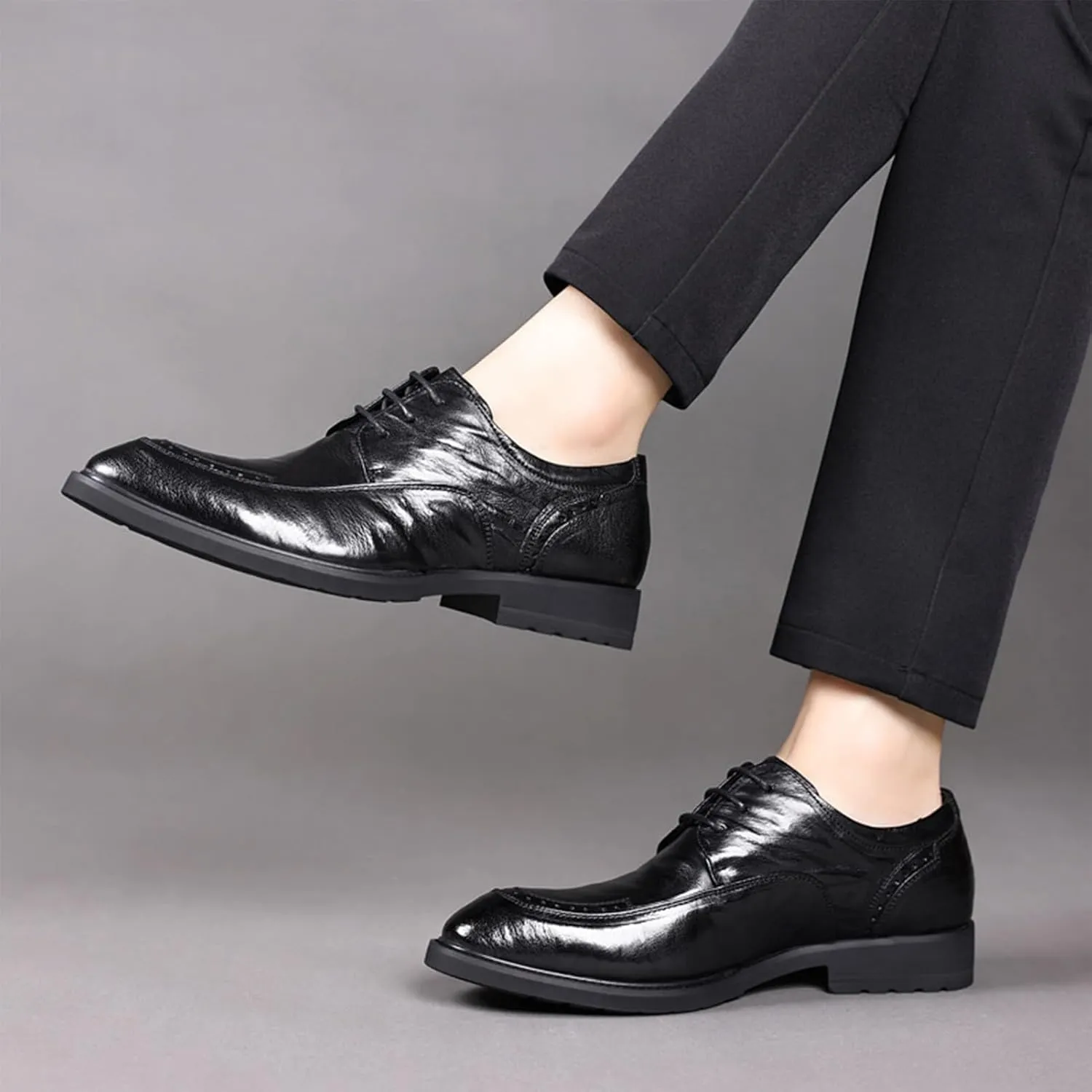 Men's Faux Patent Leather Tuxedo Dress Shoes Casual Business Oxford Leather Shoes Plus Size Pointed Toe Suit Shoes