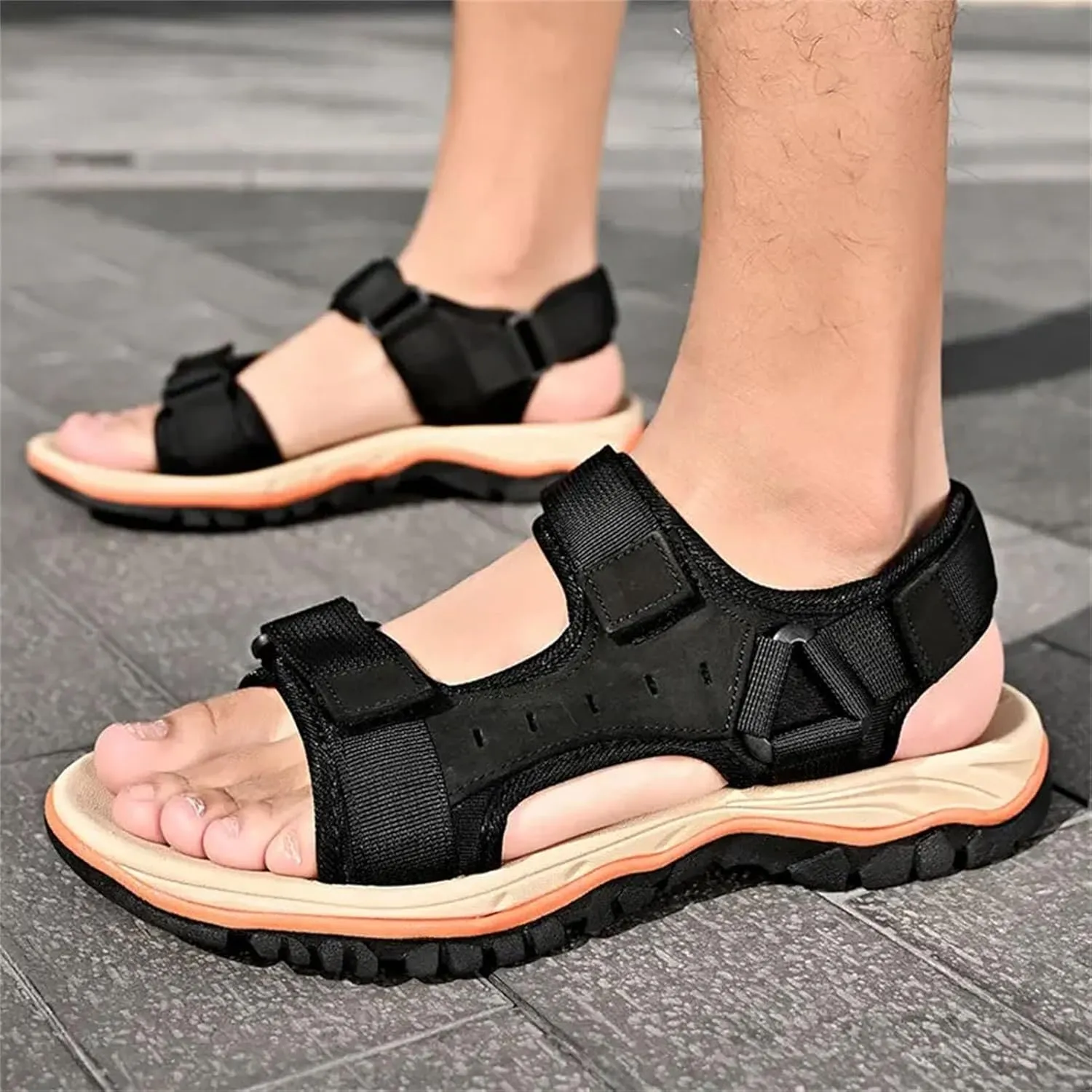 Men's Gladiator Sandals - Leather Beach Shoes for Outdoor Sports