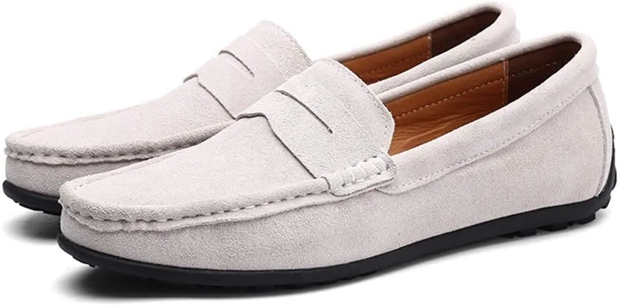 Men's Penny Loafer Suede Slip on Shoes Moc Toe Anti Slip Driving Shoes