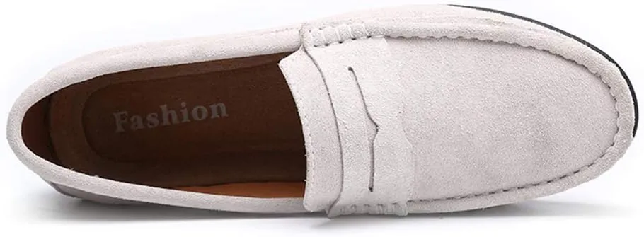 Men's Penny Loafer Suede Slip on Shoes Moc Toe Anti Slip Driving Shoes