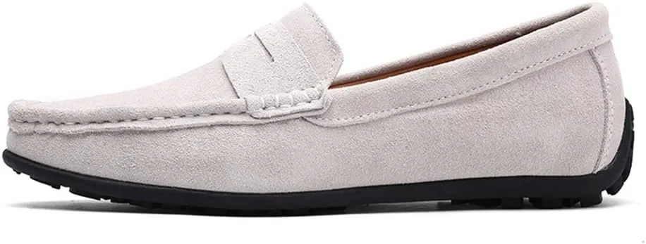 Men's Penny Loafer Suede Slip on Shoes Moc Toe Anti Slip Driving Shoes