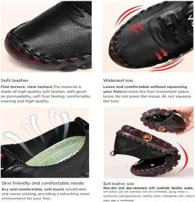 Ortho Leather Soft Leather 4D Pain ReliefShoes Womens Non-Slip Handmade Cowhide Casual Loafers Mom Comfort Shoes