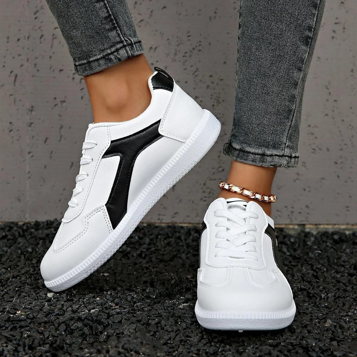 Running Shoes for Women & Girls Anti Slip Tennis Shoes Leather Skateboarding Sneakers - Lightweight & Comfortable