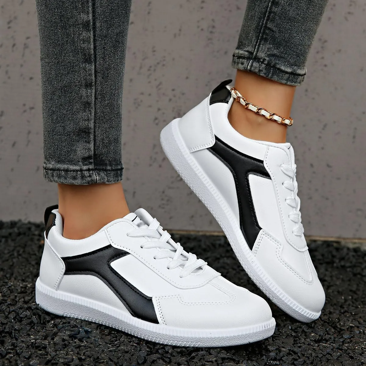 Running Shoes for Women & Girls Anti Slip Tennis Shoes Leather Skateboarding Sneakers - Lightweight & Comfortable