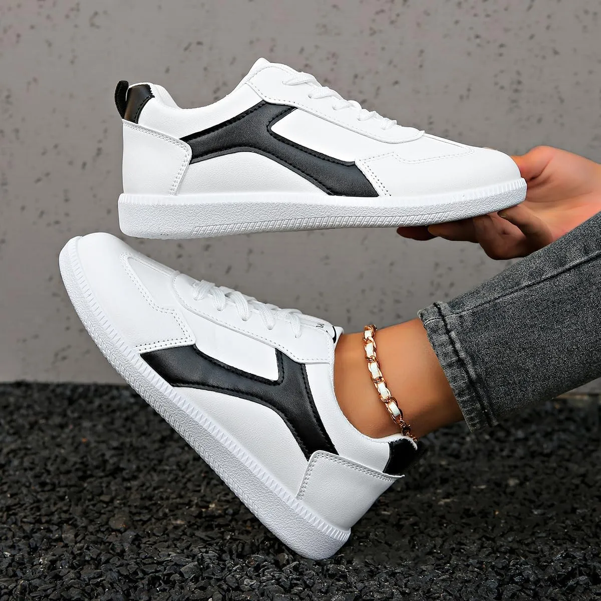 Running Shoes for Women & Girls Anti Slip Tennis Shoes Leather Skateboarding Sneakers - Lightweight & Comfortable