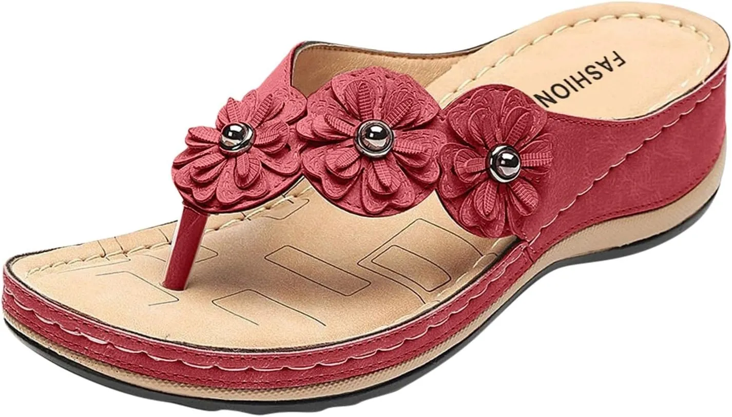 Shoes for Women, Women Summer Dressy Sandals Trendy Wedge Sandal Thong Slippers Comfy Walk Flip Flops