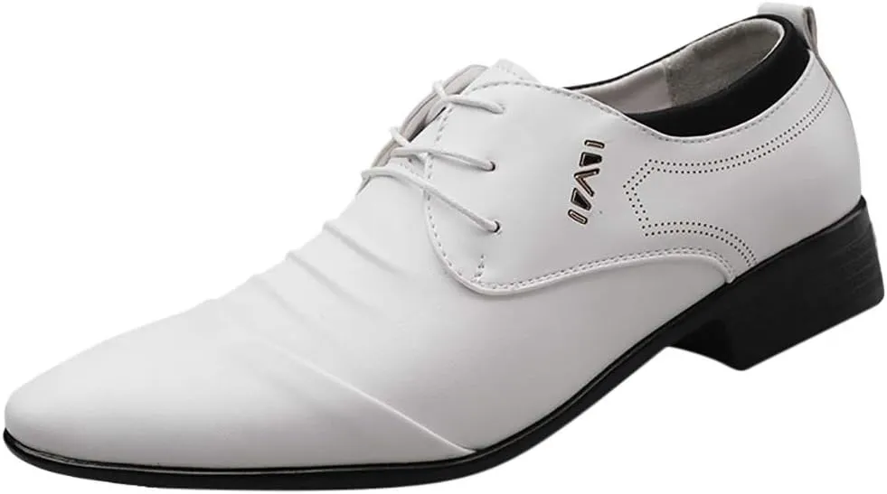 Shoes Suit Shoe Casual Shoes Male Wedding Lace Leather Men Comfortable Business Men's Leather Shoes Fashion Shoes (White, 40)