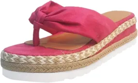 Smoneyful Womens Espadrille Sandals Wedge Platform Bowknot Open Toe Slip Flip Flops Casual Summer Vacation Beach Slippers Sandals