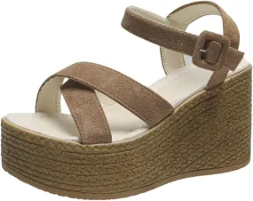 Smoneyful Women's Platform Espadrilles Wedge Sandals Open Toe Ankle Strap Buckle Cross Band Comfortable High Heel Dressy Summer Sandals