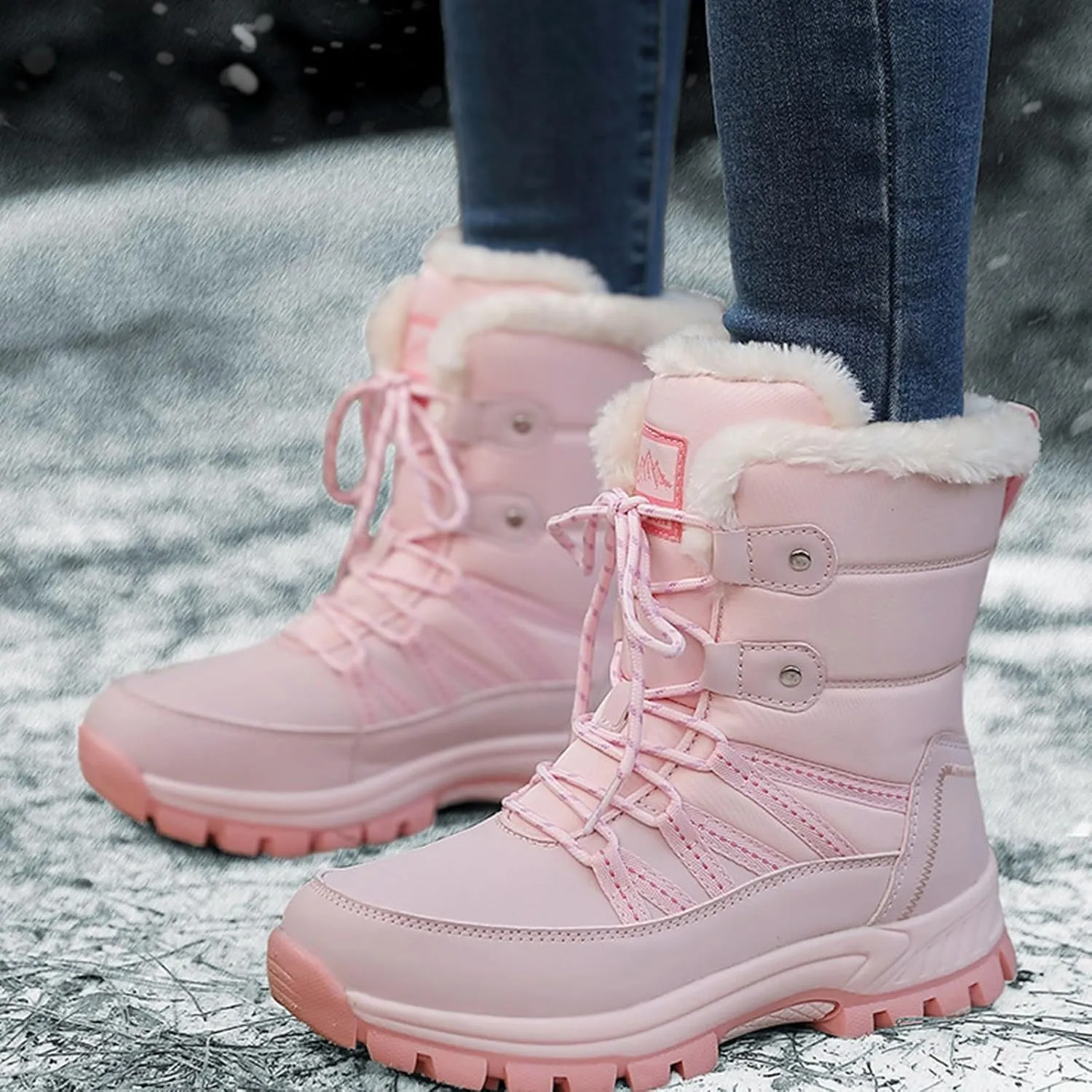 Snow Boots for Womens Winter Shoes Warm Fur Lined Mid Calf Boots Women Anti Slip Waterproof Comfortable Outdoor Boot