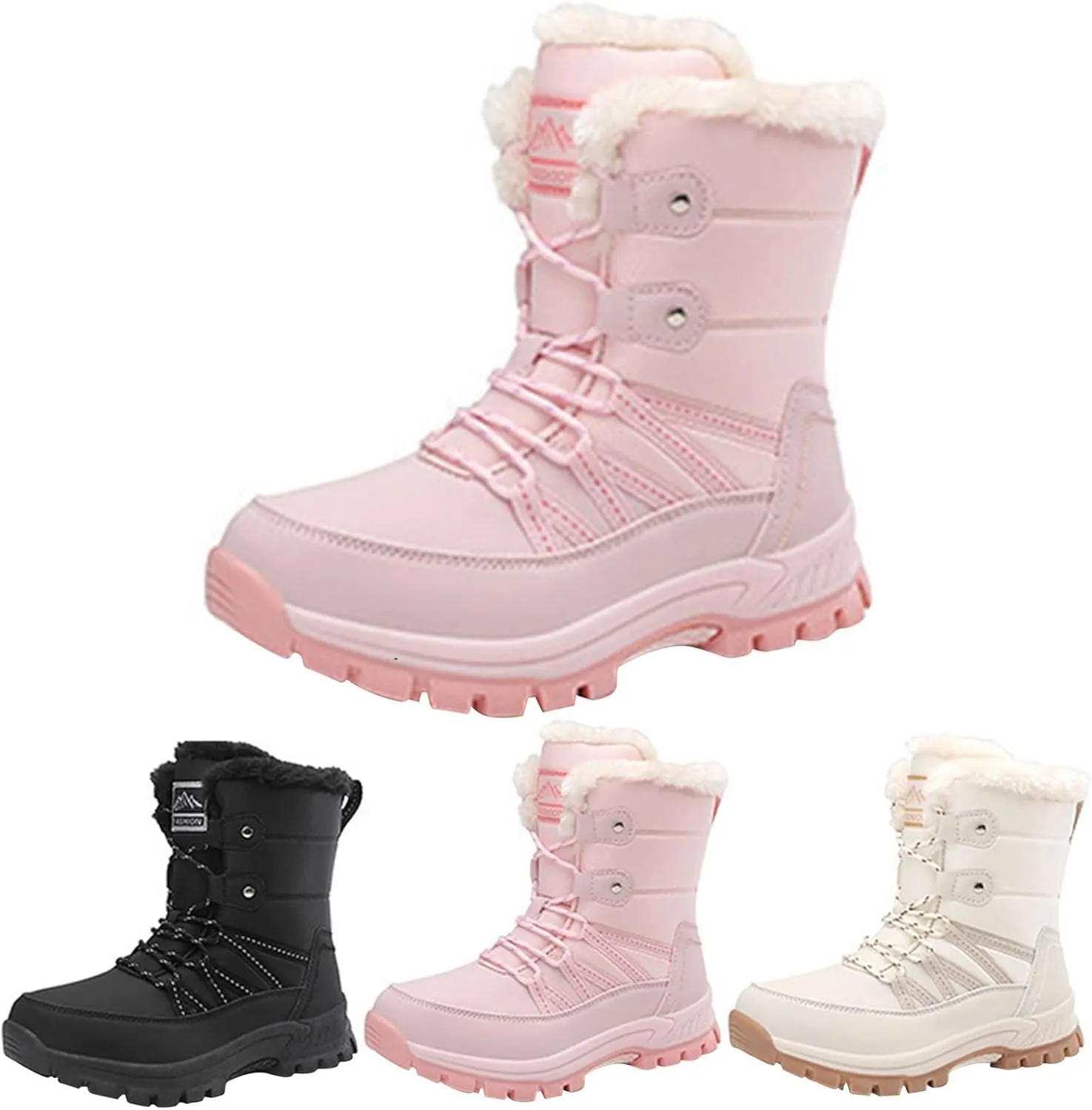 Snow Boots for Womens Winter Shoes Warm Fur Lined Mid Calf Boots Women Anti Slip Waterproof Comfortable Outdoor Boot